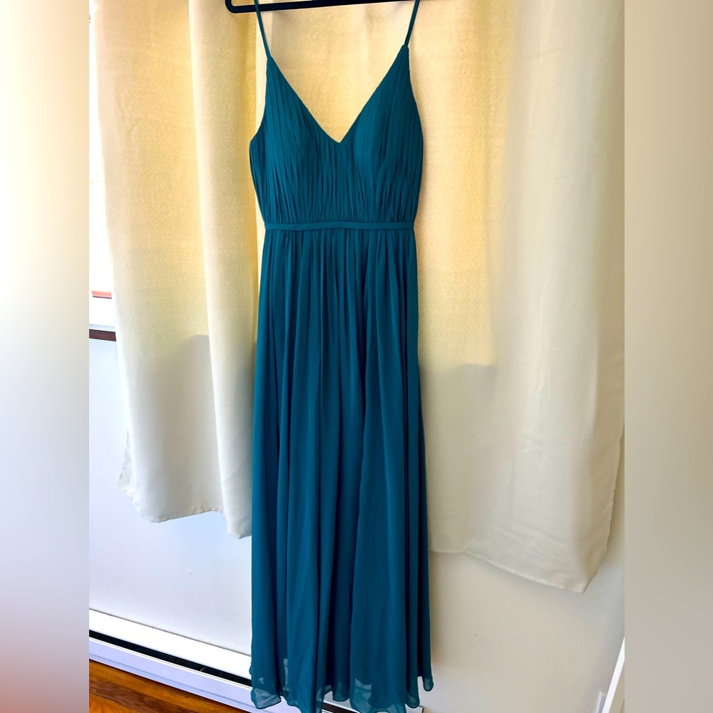 Azazie Blythe. Peacock color. Bridesmaids dress.
